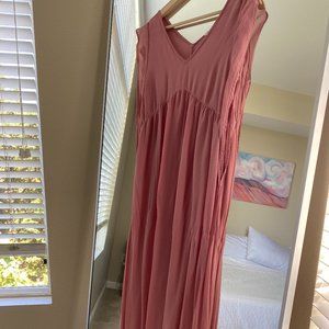 LACAUSA Sheer Overlay Maxi Dress